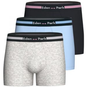 Eden Park Pack de 3 boxers homme en coton Basics Bleu/Gris - Taille S