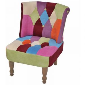 Fauteuil chaise siège lounge design club sofa salon en style français avec de patchwork tissu 1102035/3