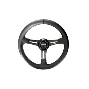 OCC MOTORSPORT VOLANT SEMI-DÉPLACEMENT MODÈLE CLASSIC CUIR NAPPA BRAS NOIR - 75 MM VOLANT SEMI PLAT - 350 MM (14 POUCES)