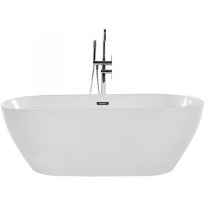 Beliani Baignoire îlot ovale 150 cm blanche NEVIS