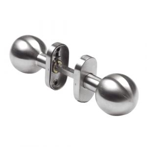 Amig - Jeu de boutons pivotants pour porte Mod. 11ALGR | ø62 x 77 mm | Avec garniture de rosette | Poignée ergonomique | Vis anti-vol | Sans ressort | Acier inoxydable 18/8 mat