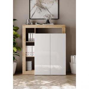 Meuble de rangementavec étagère-bureau 2 portes 2 étagères niches