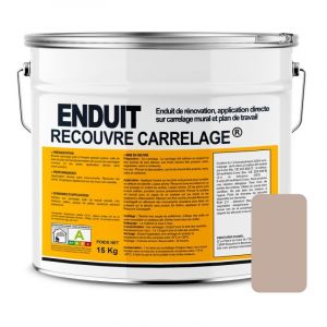 Enduit carrelage effet b&eacute;ton, salle de bain, cuisine, recouvre les joints, lisse et d&eacute;core, sans sous-couche, pr&ecirc;t &agrave; l'emploi C1ABA0 15 Kg