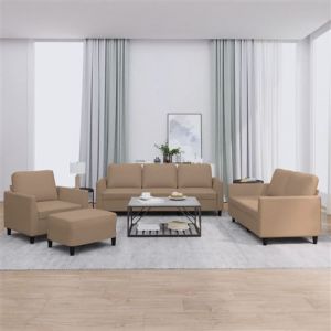 VidaXL 4-delige Loungeset met kussens kunstleer cappuccino3201749