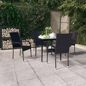 VidaXL Ensemble de salle à manger de jardin en rotin synthétique et acier noir Vida XL