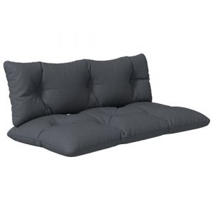 Outsunny Ensemble de 2 coussins d'ext&eacute;rieur assise dossier canap&eacute; gris