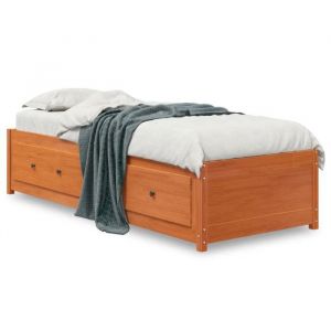 VidaXL Lit de Jour, Canapé-lit Simple Adulte avec Tiroirs, Meuble de Salon Chambre à Coucher, Moderne, Cire Marron 75x190 cm Bois de Pin Massif