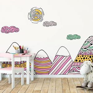 Ambiance Stickers muraux enfants - D&eacute;coration chambre b&eacute;b&eacute; - Autocollant Sticker mural g&eacute;ant enfant montagnes scandinaves amika - 40x60cm