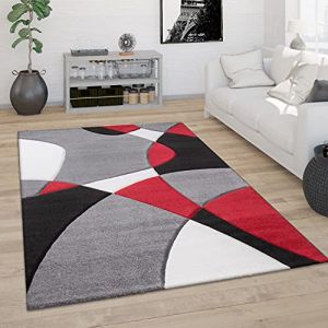 Paco Home - Tapis De Salon Tapis Poil Ras Moderne Look 3D D&eacute;coupe De Contour Motif Abstrait 80x300 cm, Rouge