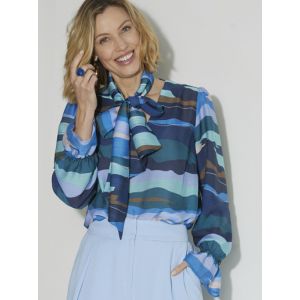 Tunique Daxon by - Chemisier lavallière amovible - Couleur FR 38,FR 40,FR 42,FR 44,FR 46,FR 48,FR 50 - Taille Bleu
