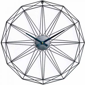 THINIA HOME - Horloge Murale Moderne Noire Ø60 cm, Aluminium/métal, Maison, Bureau et Bureau, Mouvement Aiguilles continu, Extra Silencieux, Design géométrique, Style Moderne, Couleur Noire