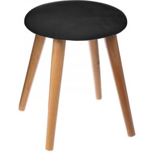 Image de Atmosphera Tabouret noir Jude en velours D32