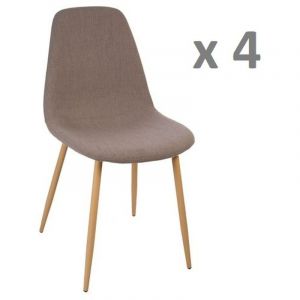 Atmosphera Lot de 4 - Chaise design scandinave Roka - 45 x 53 x 87 - Taupe