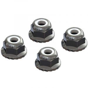 Arrma AR708008 - Flanged Nyloc Locknut 4mm Silver (4)