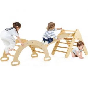 Jeu D'escalade 3 En 1 Pour Enfant Montessori - Costway - Triangle/Arche/Rampe - Bois De Hêtre