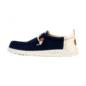 Dude Mocassin à Lacets Hey Wally Craft Linen - Bleu Sargasso-Blanc