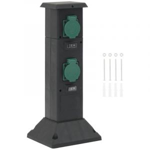 VidaXL Colonne de prise d'extérieur à 4 voies noir vert 16x16x39,5 cm