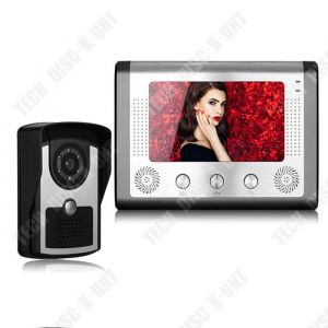 TD Sonnette de porte sans fil HD Sonnette visuelle imperméable de 7 pouces avec caméra Système d'interphone visuel HD