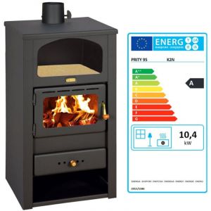Prity - Po&ecirc;le &agrave; bois K2 avec niche &ndash; 10,4 kW, Noir Graphite, Classe a, Design fonctionnel