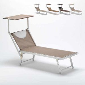 Beach and Garden Design Bain de soleil transat piscine lit de plage aluminium SANTORINI Limited Edition | Cappuccino - Beige Santorini