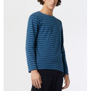 Image de Armor Lux T-shirt manches longues en coton bleu ray&eacute;