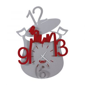 Arti e Mestieri Horloge Murale Chef (Aluminium/Rouge - Métal)