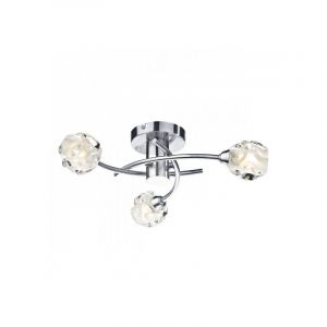 Image de Dar Lighting Plafonnier Seattle chrome satin&eacute; et verre moul&eacute; 3 ampoules