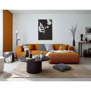 Aumance - canapé d'angle droit 4 places - en velours côtelé - Rouille