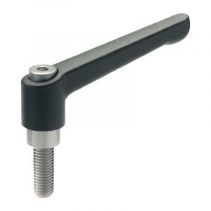 Ganter Norme Éléments réglable Levier de serrage avec vis en acier inoxydable, noir, strukturmatt, GN 300.1–63 de M8 – de 16 SW