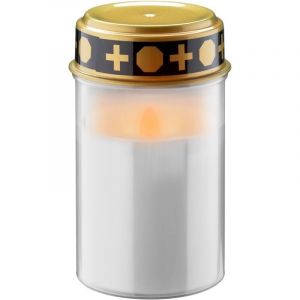 Goobay Bougie Funéraire LED avec Minuterie, blanc, blanc chaud (2400 K), fonctionne sur piles (2x C/LR14), pour l'intérieur et l'extérieur (IP44).