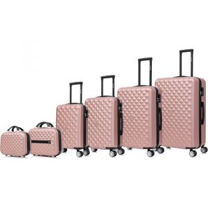 Celims France France - Set de Valises 6 Pi&egrave;ces | Bagage &agrave; Main + Cabine + Moyenne + Grande + 2 Vanity | Rose Gold