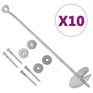 VidaXL Ancres de terre 10 pcs 10x60 cm Métal galvanisé
