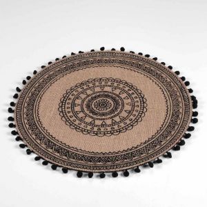 DECORLINE CDaffaires Set de table (0) 38 cm jute imprime+pompons renata Noir