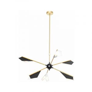 Qazqa Suspension design noire et dor&eacute;e 6 lumi&egrave;res - Sinem