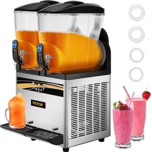 Machine a Granite 2 x 15 l Machine de Glace Fondue 430 x 450 x 800 mm Machine a Granita Acier Inoxydable Argente Refrigeration Efficace pour