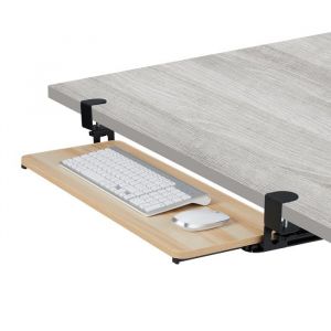 Relaxdays Support Coulissant pour Clavier et Souris, Design Moderne, Montage sans perçage, Plateau 65 x 34 cm, Nature