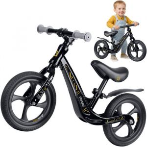 Ricokids Draisienne pour Enfant - Selle r&eacute;glable en Hauteur - Roues en polyur&eacute;thane Anti-crevaison 12" - Noir