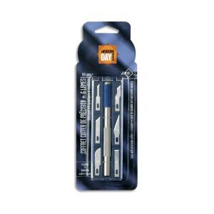 JPC CRÉATIONS Coffret cutter de précision longueur 14 cm et 6 lames assorties