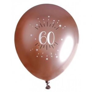 Santex Ballon élégant anniversaire 60 ans en latex de 30cm rose gold (x6) REF/7401
