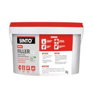 Sinto Enduit Rebouchage Trous et Fissures - Pr&ecirc;t &agrave; l'Emploi - 97% d'Ingr&eacute;dients d'Origine Naturelle -S&eacute;chage Rapide - Sans Retrait Ni Fissure -Usage Int&eacute;rieur - Technique Professionnelle - 5kg