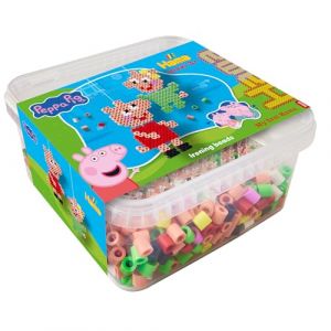 Hama Perlen 8755 Peppa Wutz & Schwester, bo&icirc;te de Maxi Perles avec 900 Perles, Plaque Transparente, mod&egrave;le de Motif, Papier &agrave; Repasser et Instructions, Plaisir de bricoler pour Petits et Grands