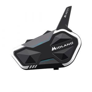 Midland R1 Mesh Intercom Moto, &Eacute;couteurs Bluetooth + Mesh sans Fil, Casque Moto &Eacute;tanche IPX6, Port&eacute;e 500m, 23H, Audio RCF St&eacute;r&eacute;o Background, Compatible TFT et Radio FM, 6 Personnes Conf&eacute;rence