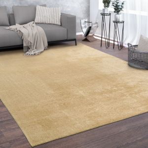 Paco Home - Tapis, Tapis à Poils Ras Doux Pour Salon, Très Moelleux, Lavable, Beige 160x220 cm