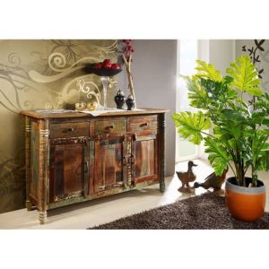 Buffet 140x42 Bois de récupération laqué Multicolore fable 04 - multicolore
