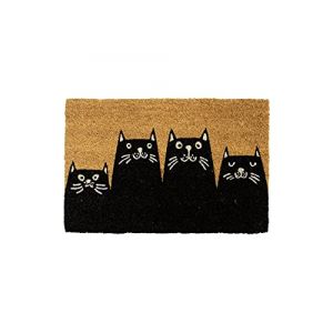 Fisura Paillasson original "Chats"en noix de coco avec support antidérapante en PVC. Dimensions: 70 x 40 x 1,5 cm