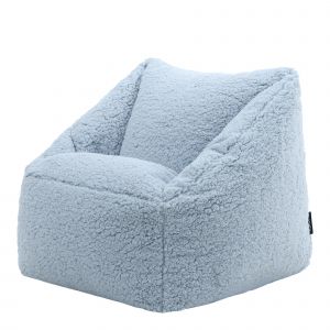 Icon Pouf Fauteuil Enfant en Sherpa, Poufs de Chambre, Bleu Givré - Bleu Givré