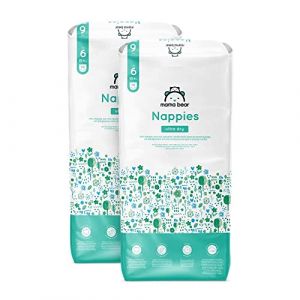 Mama bear Marque Amazon Couches bébé Ultra Absorbantes, Taille 6 (15+ kg), Blanc, 140 Pièces (2 lot de 70) - PACK MENSUEL