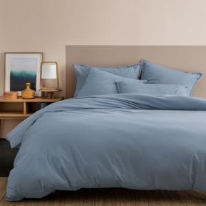 Matt & Rose Housse de couette unie en coton Bleu orage 240x220cm