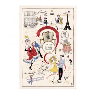 Winkler Torchon Imprim&eacute; Art de Vivre en coton ecru 48 x 72