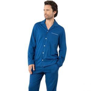 Image de Eminence Pyjama long ouvert homme Coton Bio bleu